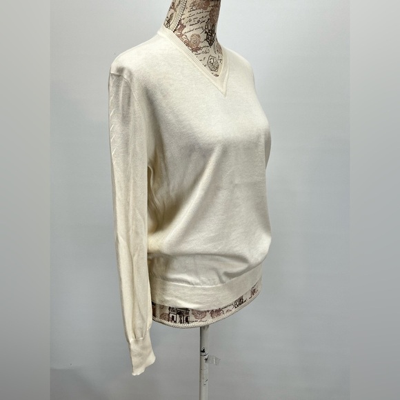 FELICITE Cream V-Neck lightweight Sweater size 1/XS-S - Picture 9 of 11